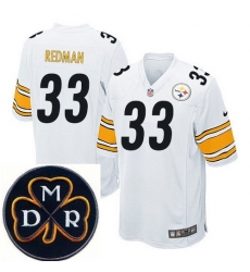 Men's Nike Pittsburgh Steelers #33 Isaac Redman White Elite MDR Dan Rooney Patch Jerseys Men's Nike Pittsburgh Steelers #33 Isaac Redman White Elite MDR Dan Rooney Patch Jerseys