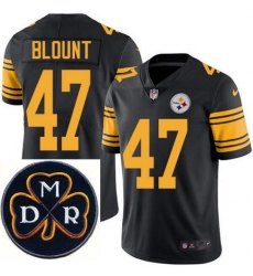 Men's Nike Pittsburgh Steelers #47 Mel Blount Elite Black Rush NFL MDR Dan Rooney Patch Jersey Men's Nike Pittsburgh Steelers #47 Mel Blount Elite Black Rush NFL MDR Dan Rooney Patch Jersey