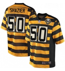 Mens Nike Pittsburgh Steelers 50 Ryan Shazier Game YellowBlack Alternate 80TH Anniversary Throwback NFL Jersey Mens Nike Pittsburgh Steelers 50 Ryan Shazier Game YellowBlack Alternate 80TH Anniversary Throwback NFL Jersey