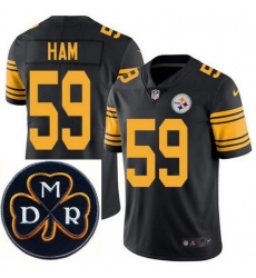 Men's Nike Pittsburgh Steelers #59 Jack Ham Elite Black Rush NFL MDR Dan Rooney Patch Jersey Men's Nike Pittsburgh Steelers #59 Jack Ham Elite Black Rush NFL MDR Dan Rooney Patch Jersey