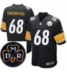 Men's Nike Pittsburgh Steelers #68 L.C. Greenwood Elite Black NFL MDR Dan Rooney Patch Jersey Men's Nike Pittsburgh Steelers #68 L.C. Greenwood Elite Black NFL MDR Dan Rooney Patch Jersey