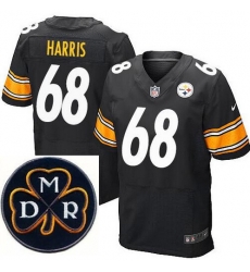 Men's Nike Pittsburgh Steelers #68 Ryan Harris Elite Black NFL MDR Dan Rooney Patch Jersey Men's Nike Pittsburgh Steelers #68 Ryan Harris Elite Black NFL MDR Dan Rooney Patch Jersey