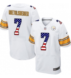 Mens Nike Pittsburgh Steelers 7 Ben Roethlisberger Elite White Road USA Flag Fashion NFL Jersey Mens Nike Pittsburgh Steelers 7 Ben Roethlisberger Elite White Road USA Flag Fashion NFL Jersey