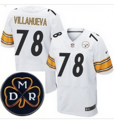 Men's Nike Pittsburgh Steelers #78 Alejandro Villanueva White Stitched NFL Elite MDR Dan Rooney Patch Jersey Men's Nike Pittsburgh Steelers #78 Alejandro Villanueva White Stitched NFL Elite MDR Dan Rooney Patch Jersey