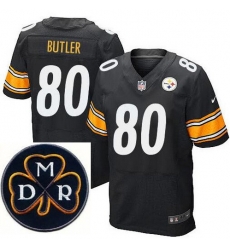 Men's Nike Pittsburgh Steelers #80 Jack Butler Elite Black NFL MDR Dan Rooney Patch Jersey Men's Nike Pittsburgh Steelers #80 Jack Butler Elite Black NFL MDR Dan Rooney Patch Jersey