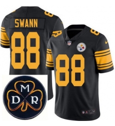 Men's Nike Pittsburgh Steelers #88 Lynn Swann Elite Black Rush NFL MDR Dan Rooney Patch Jersey Men's Nike Pittsburgh Steelers #88 Lynn Swann Elite Black Rush NFL MDR Dan Rooney Patch Jersey