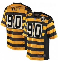 Mens Nike Pittsburgh Steelers 90 T J Watt Limited YellowBlack Alternate 80TH Anniversary Throwback NFL Jersey Mens Nike Pittsburgh Steelers 90 T J Watt Limited YellowBlack Alternate 80TH Anniversary Throwback NFL Jersey