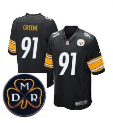 Men's Nike Pittsburgh Steelers #91 Kevin Greene Black Stitched NFL Elite MDR Dan Rooney Patch Jersey Men's Nike Pittsburgh Steelers #91 Kevin Greene Black Stitched NFL Elite MDR Dan Rooney Patch Jersey