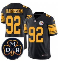 Men's Nike Pittsburgh Steelers #92 James Harrison Elite Black Rush NFL MDR Dan Rooney Patch Jersey Men's Nike Pittsburgh Steelers #92 James Harrison Elite Black Rush NFL MDR Dan Rooney Patch Jersey