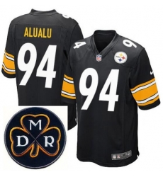 Men's Nike Pittsburgh Steelers #94 Tyson Alualu Black NFL Elite MDR Dan Rooney Patch Jersey Men's Nike Pittsburgh Steelers #94 Tyson Alualu Black NFL Elite MDR Dan Rooney Patch Jersey