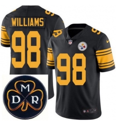 Men's Nike Pittsburgh Steelers #98 Vince Williams Elite Black Rush NFL MDR Dan Rooney Patch Jersey Men's Nike Pittsburgh Steelers #98 Vince Williams Elite Black Rush NFL MDR Dan Rooney Patch Jersey