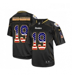Mens Pittsburgh Steelers 19 JuJu Smith Schuster Elite Black USA Flag Fashion Football Jersey Mens Pittsburgh Steelers 19 JuJu Smith Schuster Elite Black USA Flag Fashion Football Jersey
