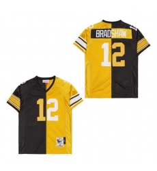 Men's Pittsburgh Steelers Terry Bradshaw #12 Gold Black Split Stitched NFL Football Jersey Men's Pittsburgh Steelers Terry Bradshaw #12 Gold Black Split Stitched NFL Football Jersey