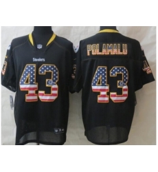 Nike Pittsburgh Steelers 43 Troy Polamalu Black Elite USA Flag Fashion NFL Jersey Nike Pittsburgh Steelers 43 Troy Polamalu Black Elite USA Flag Fashion NFL Jersey