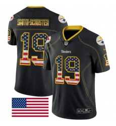 Nike Steelers #19 JuJu Smith Schuster Black Mens Stitched NFL Limited Rush USA Flag Jersey Nike Steelers #19 JuJu Smith Schuster Black Mens Stitched NFL Limited Rush USA Flag Jersey