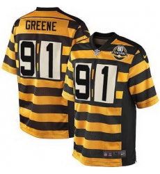 Nike Steelers #91 Kevin Greene Yellow Black Alternate Mens Stitched NFL 80TH Throwback Elite Jersey Nike Steelers #91 Kevin Greene Yellow Black Alternate Mens Stitched NFL 80TH Throwback Elite Jersey