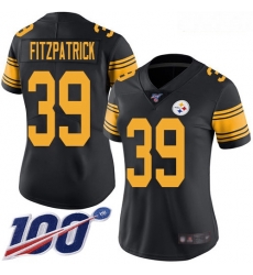 Steelers #39 Minkah Fitzpatrick Black Women Stitched Football Limited Rush 100th Season Jersey Steelers #39 Minkah Fitzpatrick Black Women Stitched Football Limited Rush 100th Season Jersey