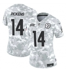 Women Pittsburgh Steelers 14 George Pickens 2024 F U S E Arctic Camo Salute To Service Limited Stitched Football Jersey Women Pittsburgh Steelers 14 George Pickens 2024 F U S E Arctic Camo Salute To Service Limited Stitched Football Jersey