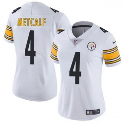 Women Pittsburgh Steelers 4 DK Metcalf 2025 White Vapor Stitched Football Jersey
