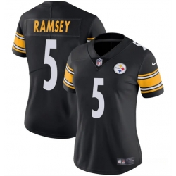 Women Pittsburgh Steelers 5 Jalen Ramsey Black 2025 Vapor Untouchable Limited Stitched Football Jersey 