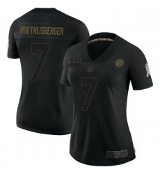 Women Pittsburgh Steelers 7 Ben Roethlisberger Black Limited 2020 Salute To Service Jersey Women Pittsburgh Steelers 7 Ben Roethlisberger Black Limited 2020 Salute To Service Jersey