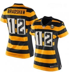 Womens Nike Pittsburgh Steelers 12 Terry Bradshaw Elite YellowBlack Alternate 80TH Anniversary Throwback NFL Jersey Womens Nike Pittsburgh Steelers 12 Terry Bradshaw Elite YellowBlack Alternate 80TH Anniversary Throwback NFL Jersey