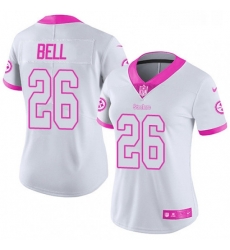 Womens Nike Pittsburgh Steelers 26 LeVeon Bell Limited WhitePink Rush Fashion NFL Jersey Womens Nike Pittsburgh Steelers 26 LeVeon Bell Limited WhitePink Rush Fashion NFL Jersey