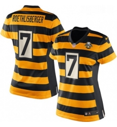 Womens Nike Pittsburgh Steelers 7 Ben Roethlisberger Game YellowBlack Alternate 80TH Anniversary Throwback NFL Jersey Womens Nike Pittsburgh Steelers 7 Ben Roethlisberger Game YellowBlack Alternate 80TH Anniversary Throwback NFL Jersey