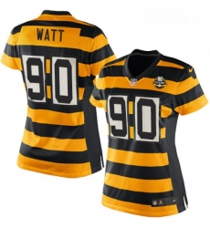 Womens Nike Pittsburgh Steelers 90 T J Watt Game YellowBlack Alternate 80TH Anniversary Throwback NFL Jersey Womens Nike Pittsburgh Steelers 90 T J Watt Game YellowBlack Alternate 80TH Anniversary Throwback NFL Jersey