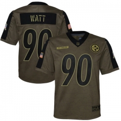 Youth Pittsburgh Steelers T.J. Watt Nike Olive 2021 Salute To Service Game Jersey