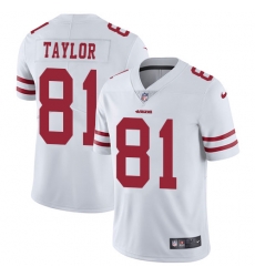 Men Nike 49ers #81 Trent Taylor White Stitched NFL Vapor Untouchable Limited Jersey Men Nike 49ers #81 Trent Taylor White Stitched NFL Vapor Untouchable Limited Jersey