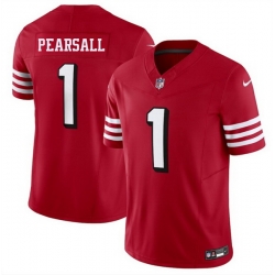 Men San Francisco 49ers 1 Ricky Pearsall New Red 2025 F U S E  Vapor Untouchable Limited Stitched Football Jersey