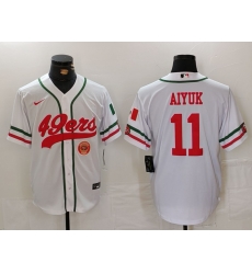 Men San Francisco 49ers 11 Brandon Aiyuk White With Patch Cool Base Stitched Baseball Jersey 1 Men San Francisco 49ers 11 Brandon Aiyuk White With Patch Cool Base Stitched Baseball Jersey 1