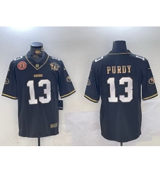 Men San Francisco 49ers 13 Brock Purdy Black Patch Vapor Limited Stitched Football Jersey 3 Men San Francisco 49ers 13 Brock Purdy Black Patch Vapor Limited Stitched Football Jersey 3