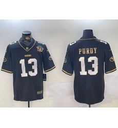 Men San Francisco 49ers 13 Brock Purdy Black Patch Vapor Limited Stitched Football Jersey Men San Francisco 49ers 13 Brock Purdy Black Patch Vapor Limited Stitched Football Jersey