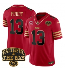 Men San Francisco 49ers 13 Brock Purdy Red 2025 F U S E 1 Star C With Faithful To The Bay Patch Limited V8 Stitched Football Jersey Men San Francisco 49ers 13 Brock Purdy Red 2025 F U S E 1 Star C With Faithful To The Bay Patch Limited V8 Stitched Football Jersey