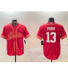 Men San Francisco 49ers 13 Brock Purdy Red Cool Base Stitched Baseball Jersey Men San Francisco 49ers 13 Brock Purdy Red Cool Base Stitched Baseball Jersey