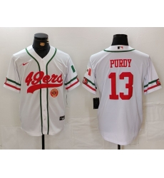 Men San Francisco 49ers 13 Brock Purdy White With Patch Cool Base Stitched Baseball Jersey 2 Men San Francisco 49ers 13 Brock Purdy White With Patch Cool Base Stitched Baseball Jersey 2