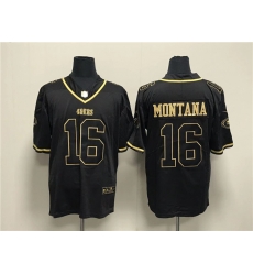 Men San Francisco 49ers 16 Joe Montana Black Gold Stitched Jersey Men San Francisco 49ers 16 Joe Montana Black Gold Stitched Jersey