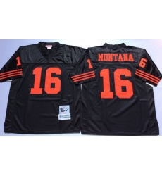 Men San Francisco 49ers 16 Joe Montana Black M&N Throwback Jersey Men San Francisco 49ers 16 Joe Montana Black M&N Throwback Jersey