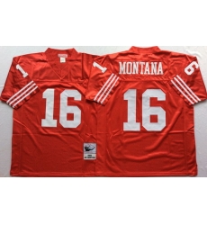 Men San Francisco 49ers 16 Joe Montana Red M&N Throwback Jersey Men San Francisco 49ers 16 Joe Montana Red M&N Throwback Jersey