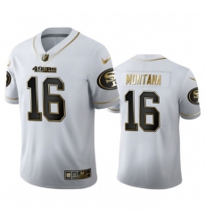 Men San Francisco 49ers 16 Joe Montana White Gold Stitched Jersey Men San Francisco 49ers 16 Joe Montana White Gold Stitched Jersey