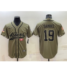 Men San Francisco 49ers 19 Deebo Samuel 2022 Olive Salute To Service Cool Base Stitched Baseball Jersey Men San Francisco 49ers 19 Deebo Samuel 2022 Olive Salute To Service Cool Base Stitched Baseball Jersey