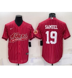 Men San Francisco 49ers 19 Deebo Samuel Red With Patch Cool Base Stitched Baseball Jersey Men San Francisco 49ers 19 Deebo Samuel Red With Patch Cool Base Stitched Baseball Jersey