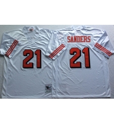 Men San Francisco 49ers 21 Deion Sanders White Vintage M&N Jersey Men San Francisco 49ers 21 Deion Sanders White Vintage M&N Jersey