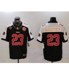 Men San Francisco 49ers 23 Christian McCaffrey Balck F U S E Golden Gate Bridge Patch Alternate With Patch Vapor Limited Stitched Football Jersey Men San Francisco 49ers 23 Christian McCaffrey Balck F U S E Golden Gate Bridge Patch Alternate With Patch Vapor Limited Stitched Football Jersey