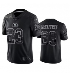 Men San Francisco 49ers 23 Christian McCaffrey Black Reflective Limited Stitched Football Jersey Men San Francisco 49ers 23 Christian McCaffrey Black Reflective Limited Stitched Football Jersey