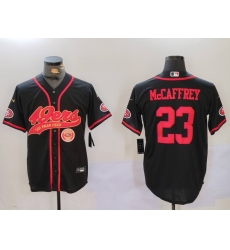 Men San Francisco 49ers 23 Christian McCaffrey Black With Patch Cool Base Stitched Baseball Jersey 2 Men San Francisco 49ers 23 Christian McCaffrey Black With Patch Cool Base Stitched Baseball Jersey 2