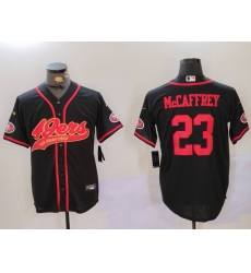Men San Francisco 49ers 23 Christian McCaffrey Black With Patch Cool Base Stitched Baseball Jersey 5 Men San Francisco 49ers 23 Christian McCaffrey Black With Patch Cool Base Stitched Baseball Jersey 5