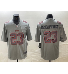 Men San Francisco 49ers 23 Christian McCaffrey Grey Atmosphere Fashion Stitched Jersey Men San Francisco 49ers 23 Christian McCaffrey Grey Atmosphere Fashion Stitched Jersey